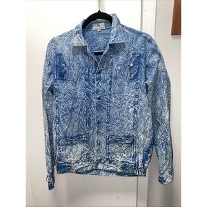 Vintage GT Fashion Acid Wash Denim Thin Jacket Large Shirt Blue Snap Women's